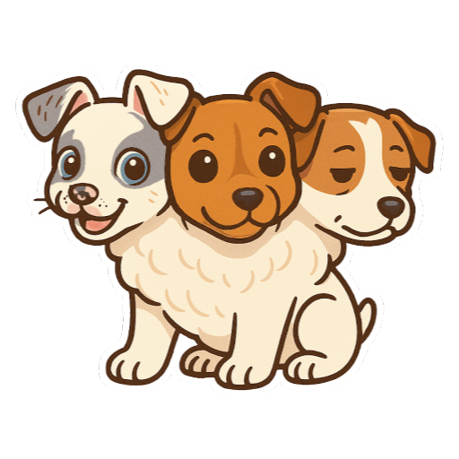 Three friendly dogs, Familiar Haven logo